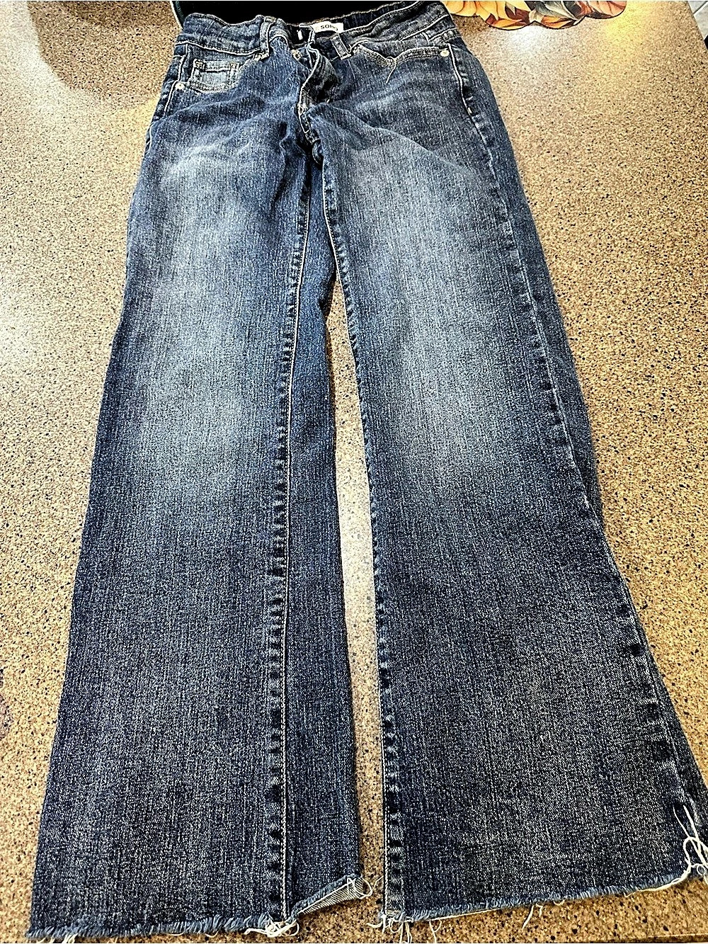 Love Soho Flare Leg Jeans in Blue Waist 00
